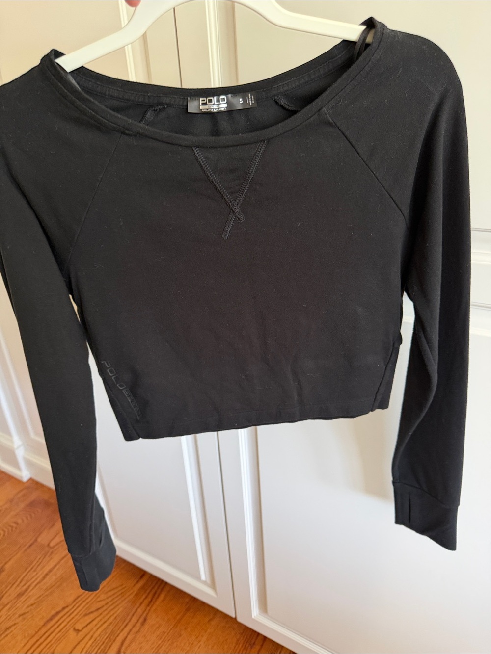 Polo Sport by Ralph Lauren Black Long-Sleeve Cropped top S